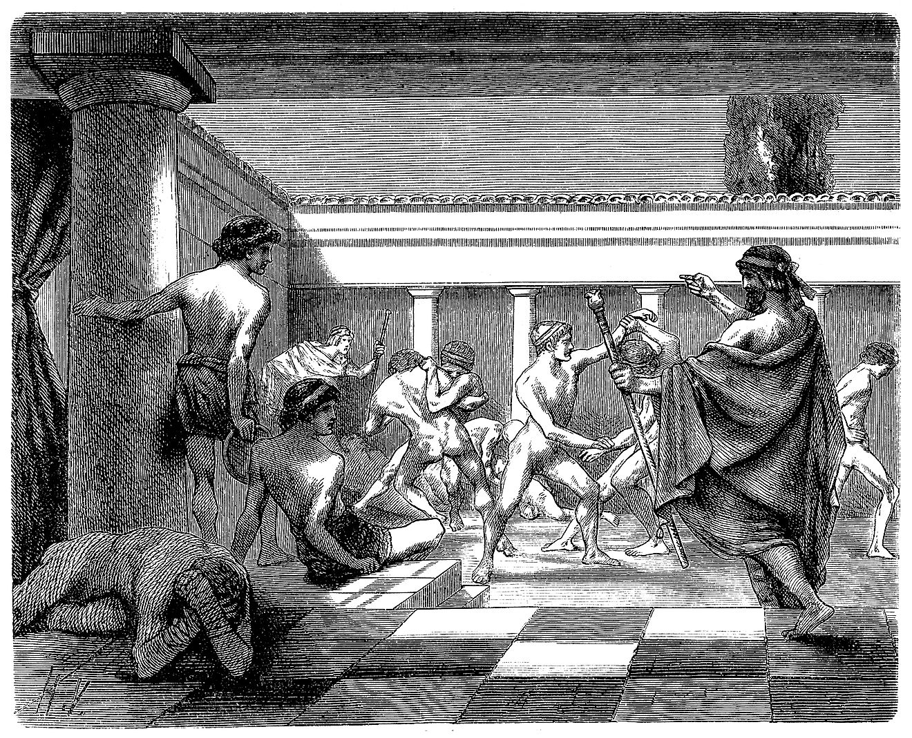 Illustration of a young Spartans Exercising at Sparta