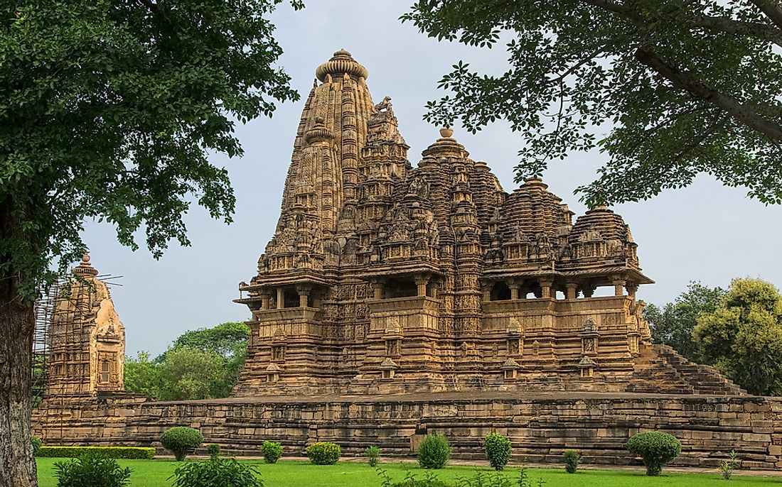 The Vishwanatha Hindu temple in Khajuraho, India is a UNESCO World Heritage site.