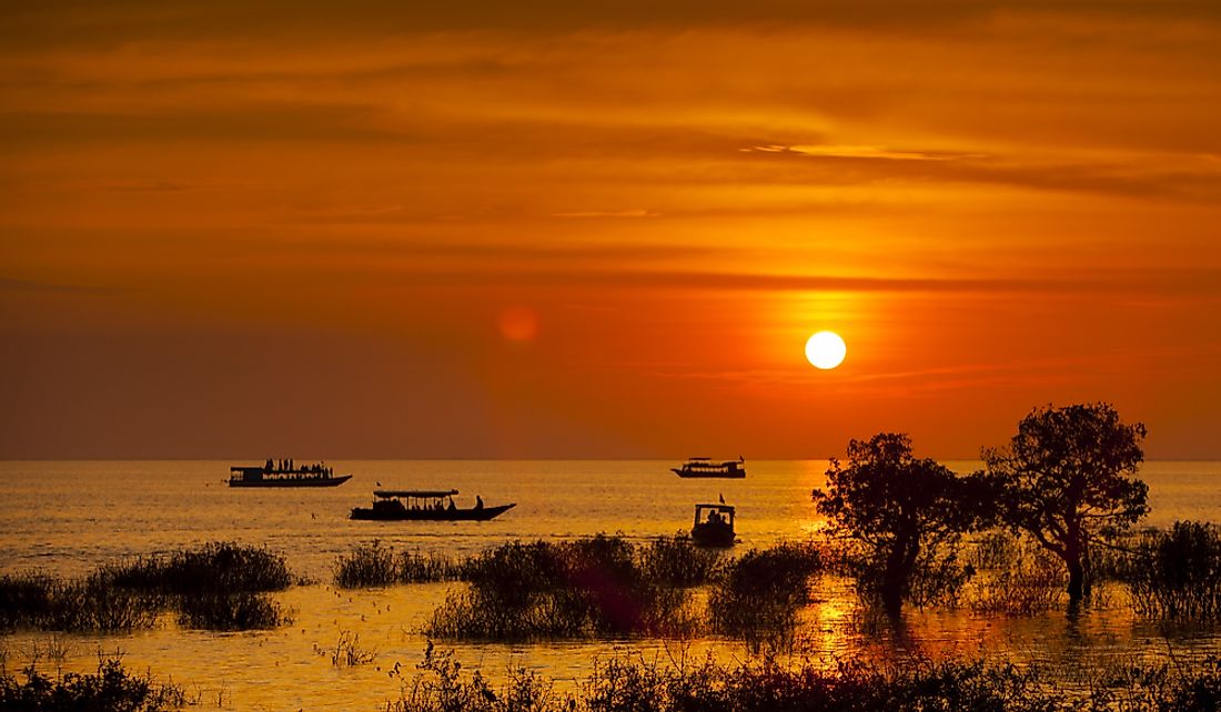 Tonle Sap Lake supports the Cambodian fishery industry.