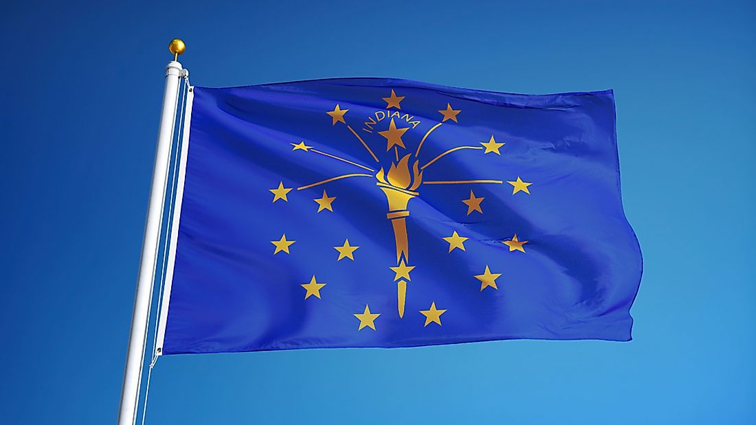 The Indiana State flag emphasizes the enlightenment and liberty of the citizens.