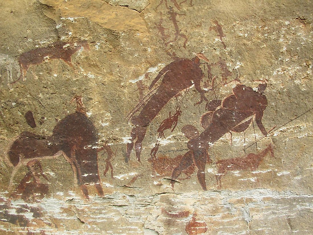 Prehistoric San rock art in Ukhahlamba Drakensberg Park, South Africa. Editorial credit: Victoria Field / Shutterstock.com