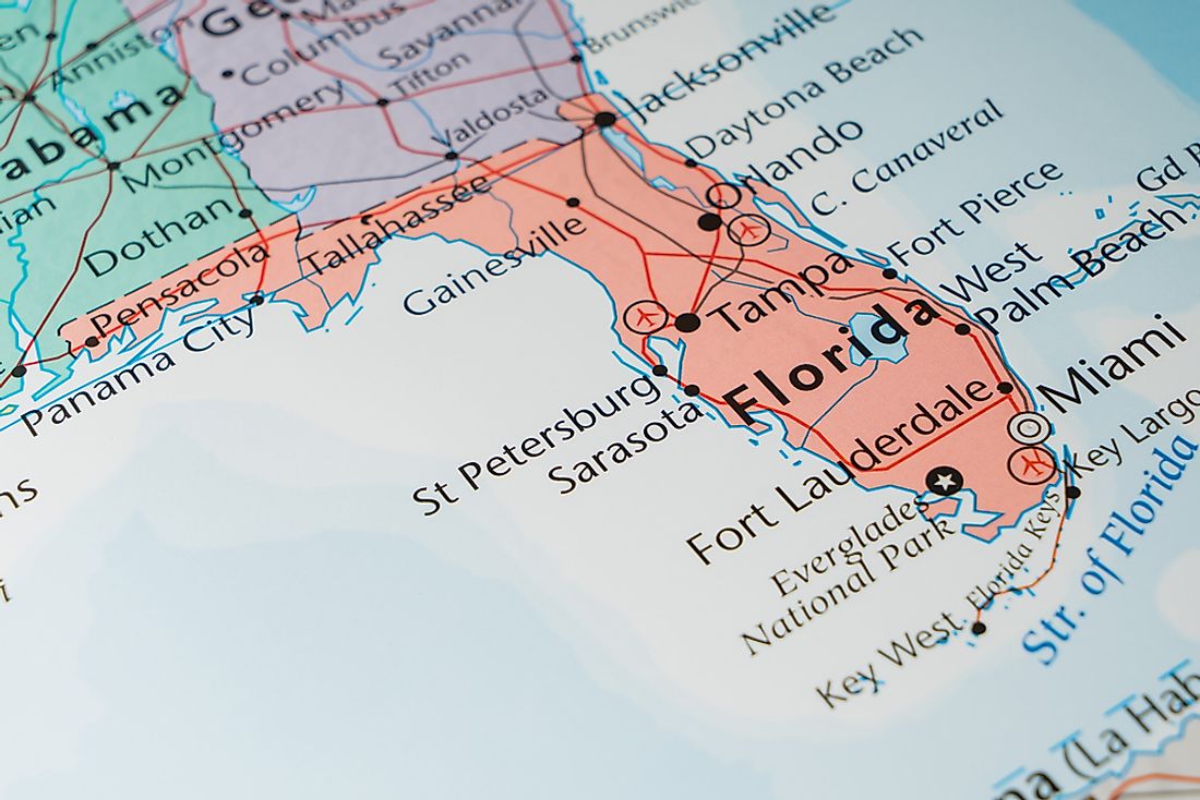A map showing Florida. 