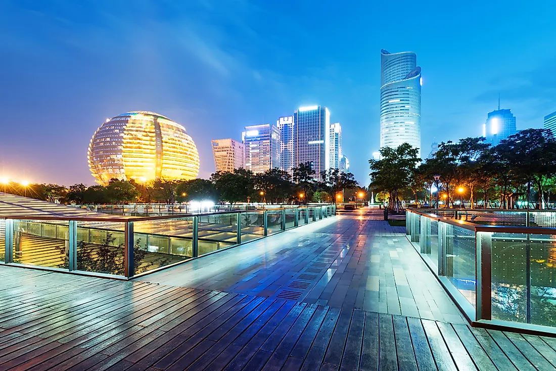 The cityscape of Hangzhou. 