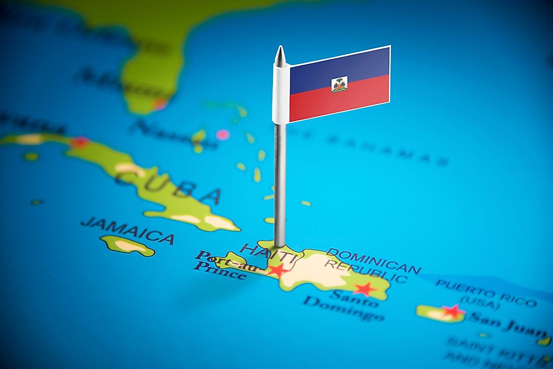 Haiti's location on the island of Hispaniola.  Editorial credit: BUTENKOV ALEKSEI / Shutterstock.com.