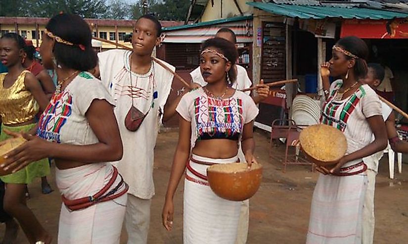 Fulani dancers in their full traditional regalia.