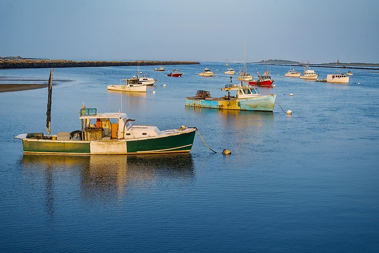 Boats on the Ocean in Camp Ellis in Saco, Maine