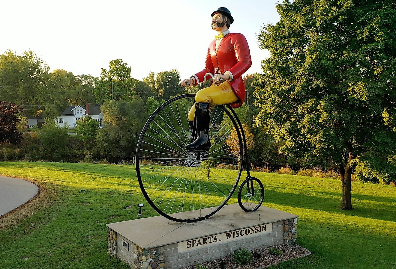 Bicycle sculpture in Sparta, Wisconsin. Image credit Lena Platonova via Shutterstock