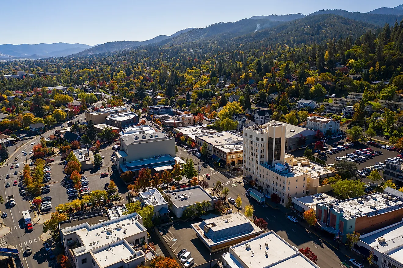 Aerial view of Ashland, Oregon 