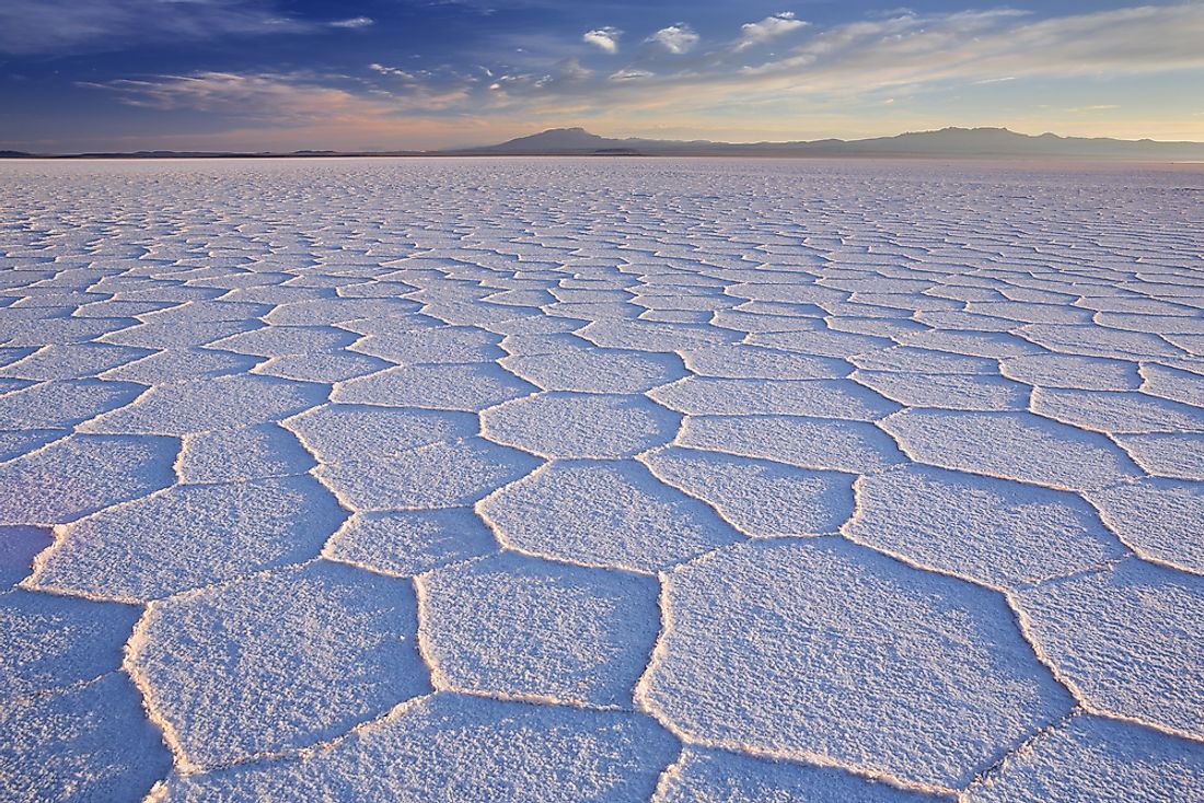 Mounds of salt piled up at Salar de Uyuni, the largest salt flat in the world.