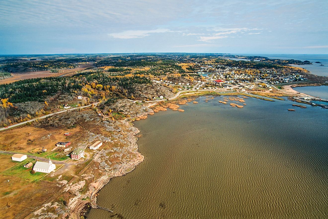 Aerial image of Fort Chipewyan, Alberta, Canada.