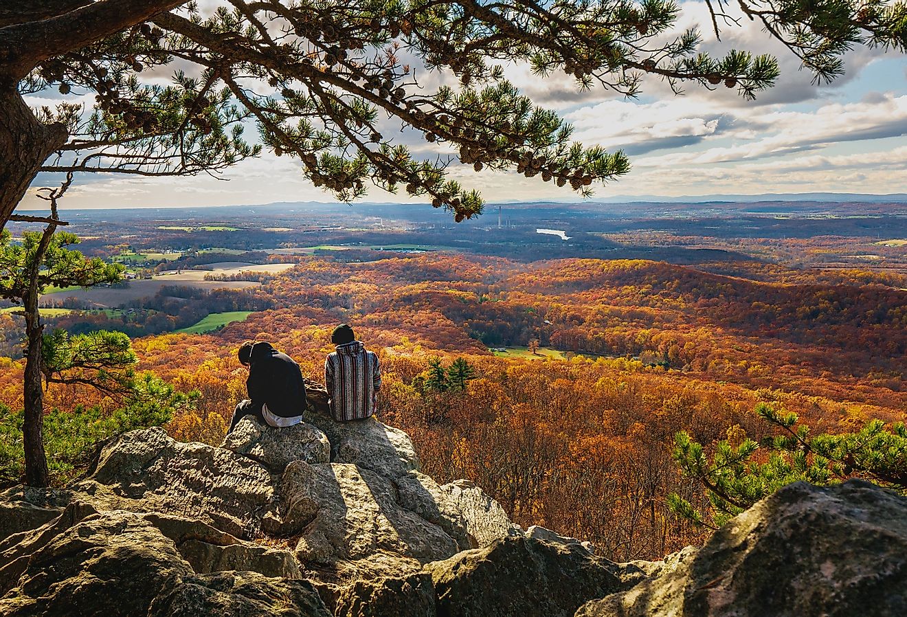 View from Sugarloaf Mountain, Maryland with spectacular fall colors.