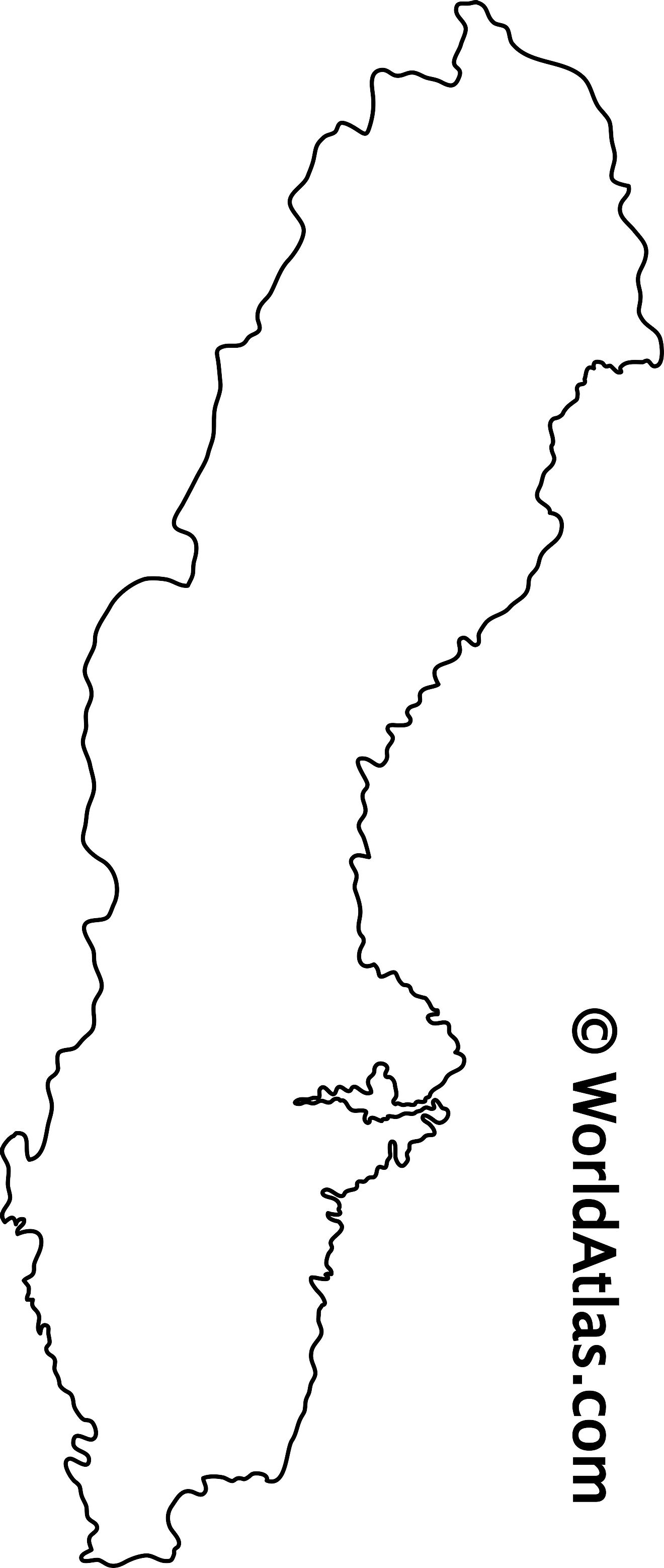 Mapa de contorno en blanco de Suecia