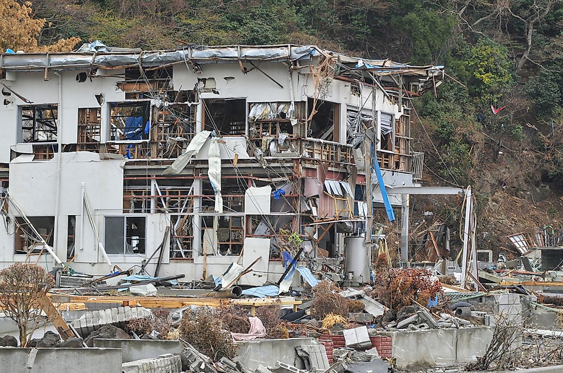 Devestation caused by the 2011 Tōhoku earthquake and tsunami.