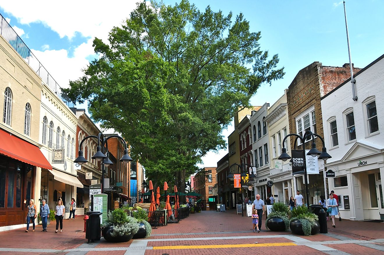 Downtown mall in Charlottesville, Virginia.