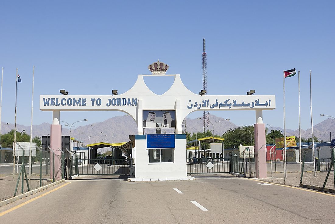 A border crossing between Jordan and Israel. Editorial credit: Fat Jackey / Shutterstock.com. 