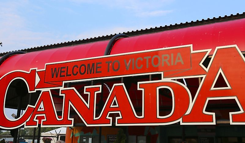 A sign welcoming people to Victoria, Canada. 