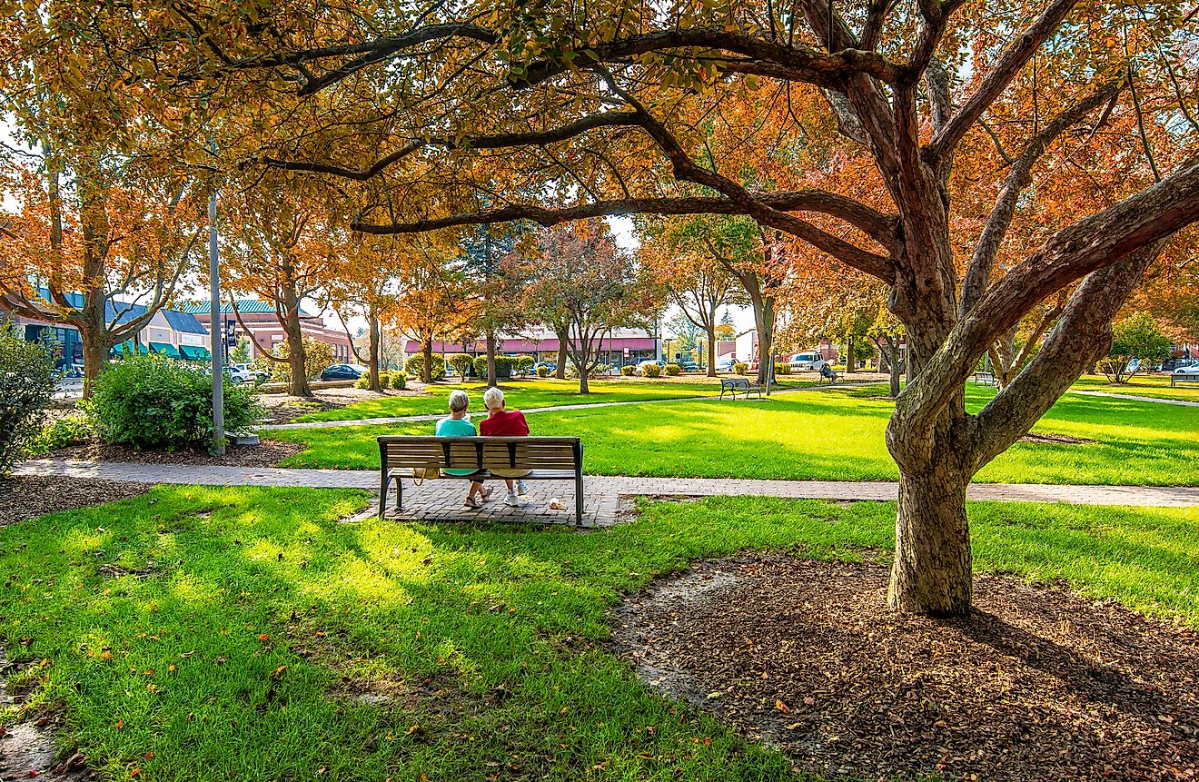 Woodstock Square view in Woodstock Town of Illinois.