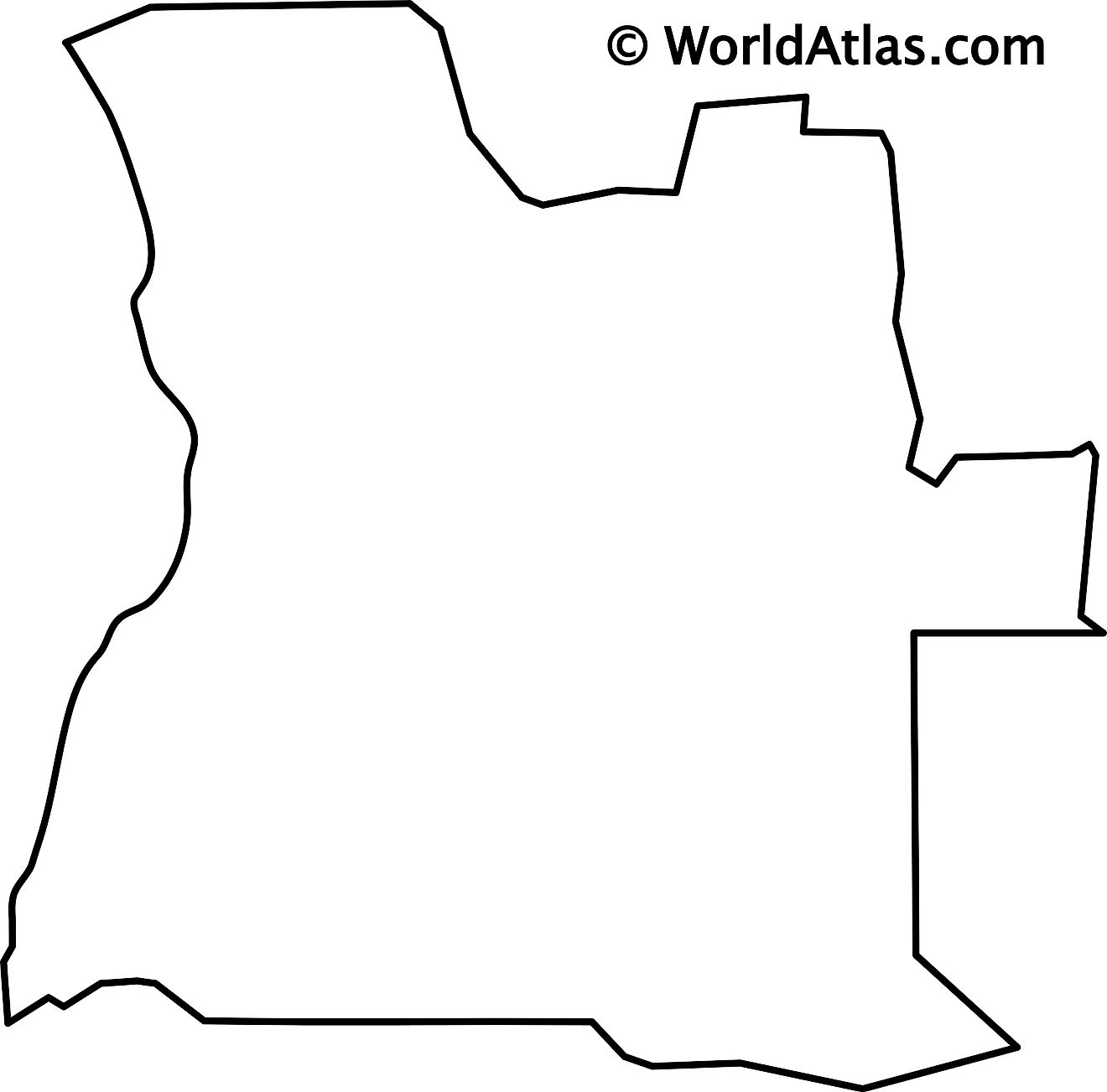 Mapa de contorno en blanco de Angola