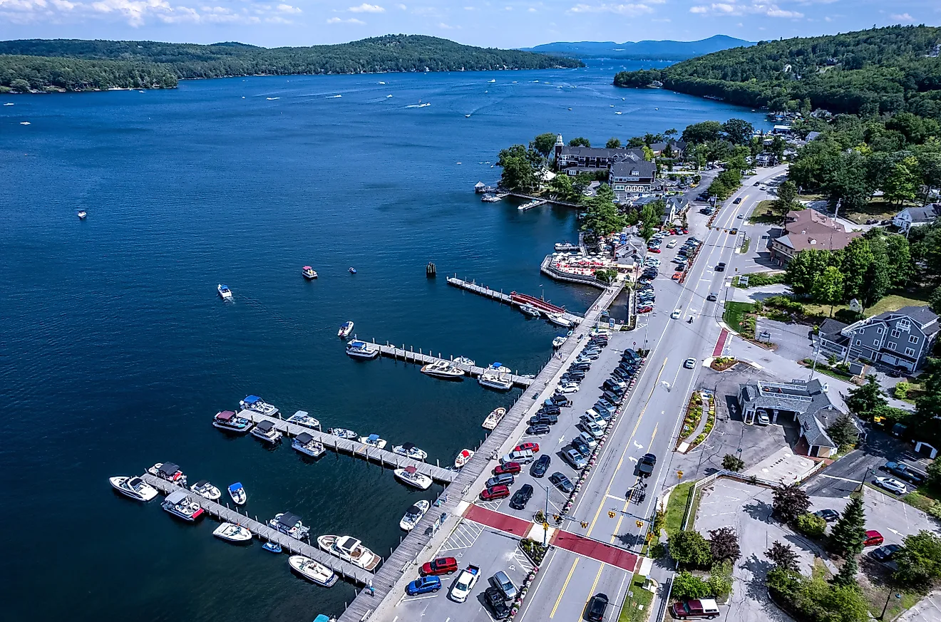 Aerial view of Meredith, New Hampshire.