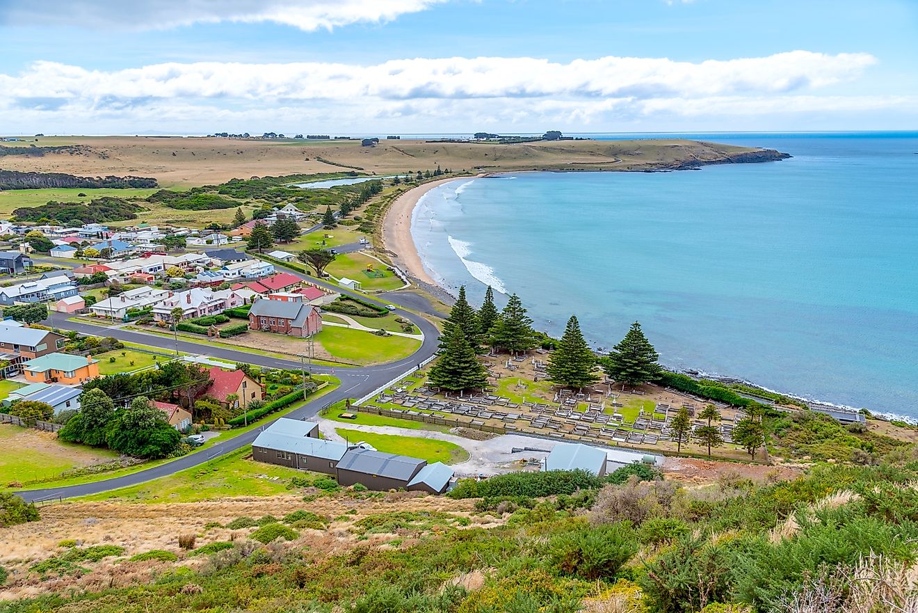 Aerial view of Stanley, Tasmania, Australia. 