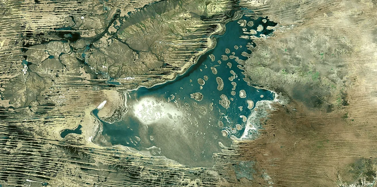 A very nice and colorful image of the Lake Mackay, Australia and surroundings with beautiful desert landscape
