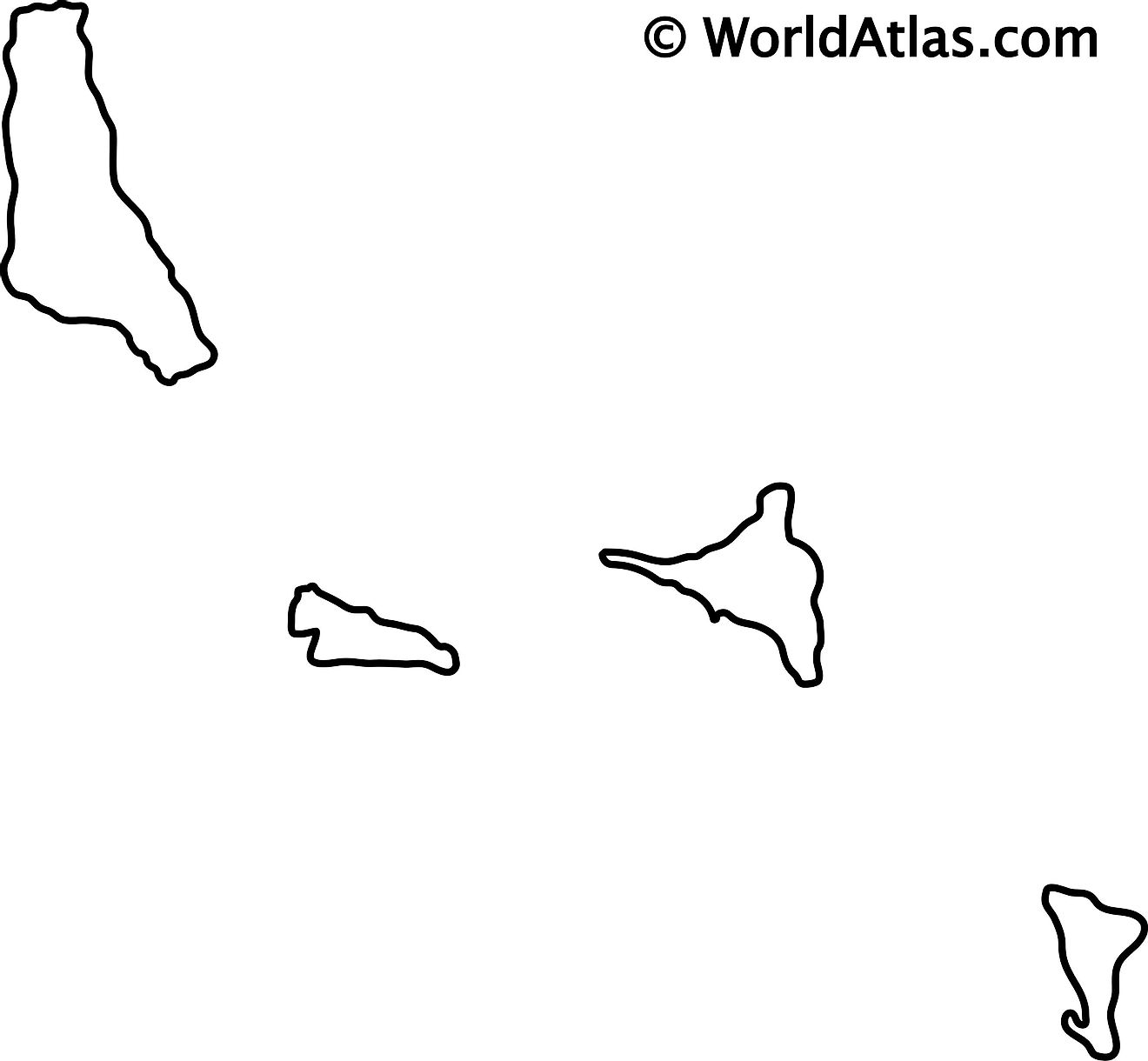 Mapa de contorno en blanco de las Comoras