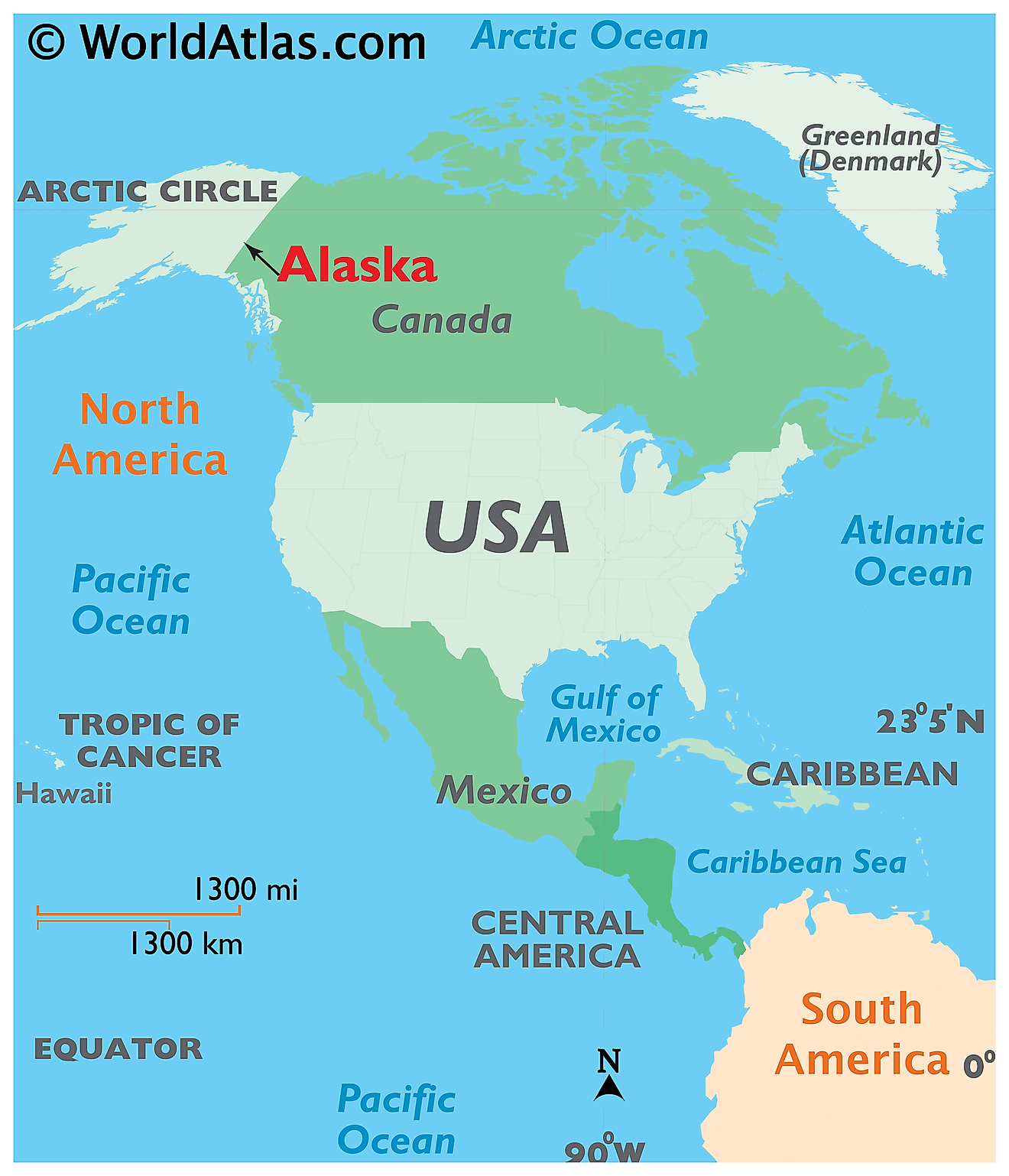 Map showing location of Alaska in the world.
