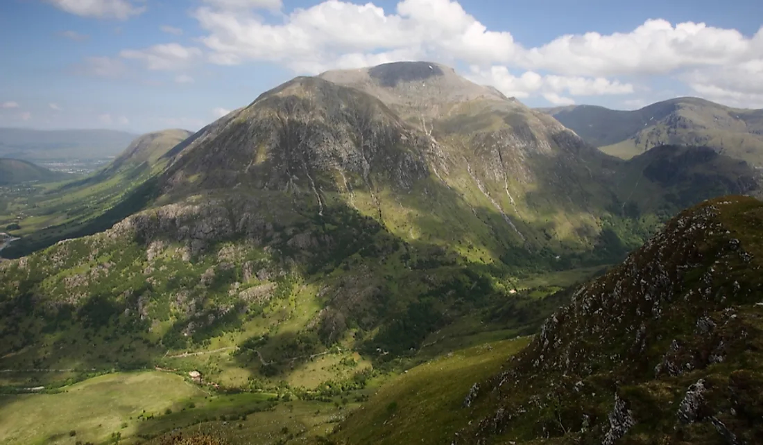 A view of Ben Nevis on a clear day from the slopes of the Sgurr a' Mhaim.