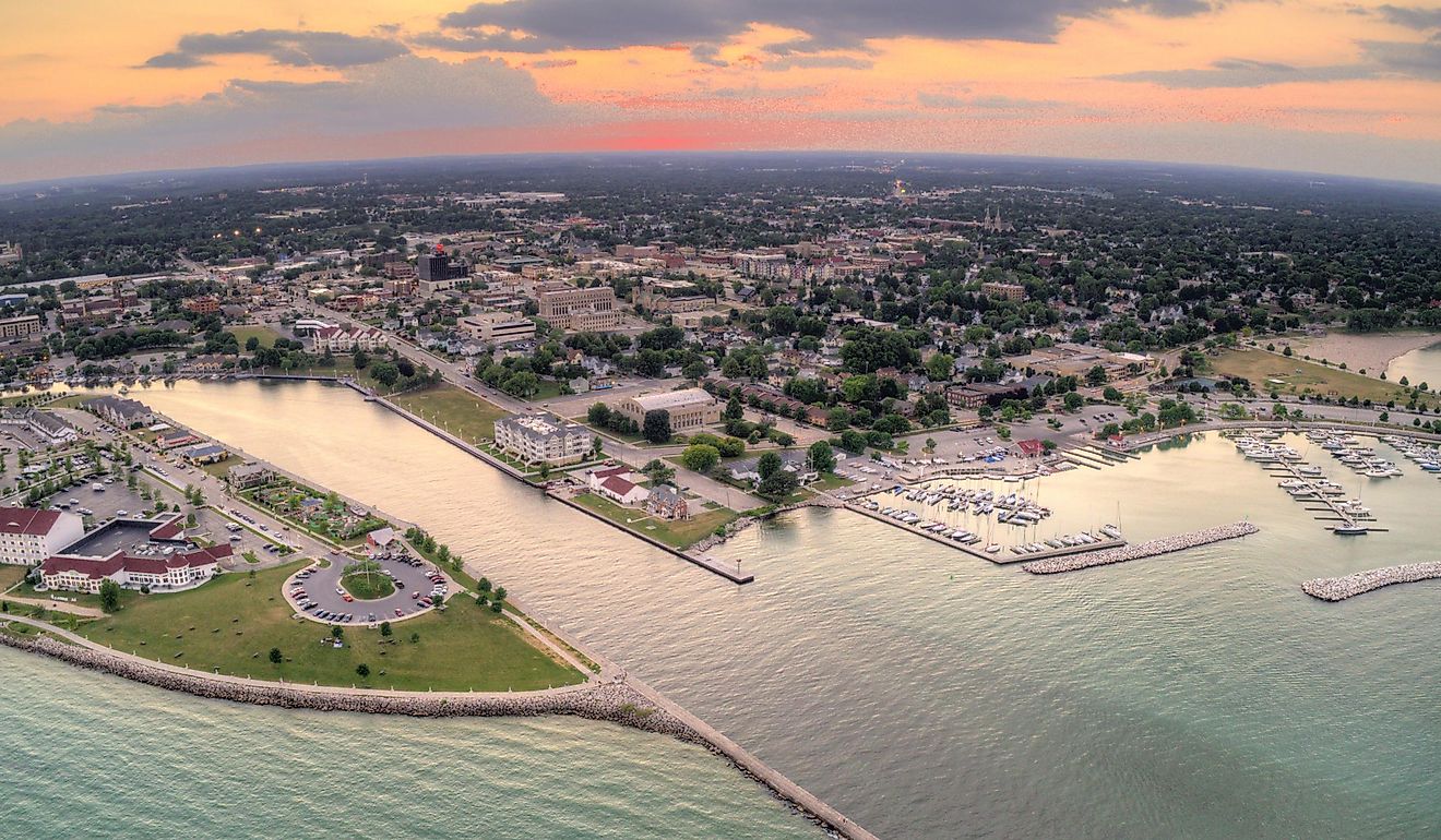 Aerial view of Sheboygan, Wisconsin.