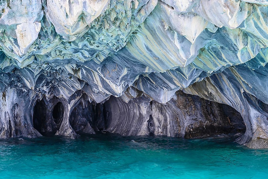 the Marble Caves glow a range of magical colors depending on the level of the water.