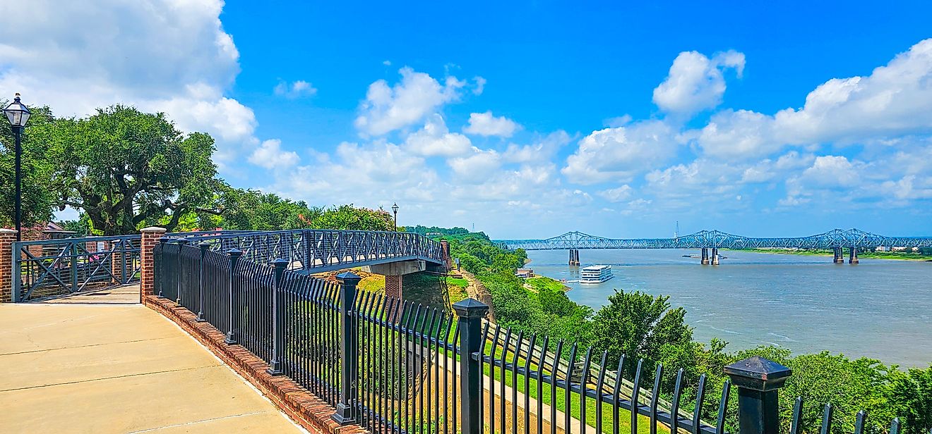 Riverwalk along the Mississippi River in Natchez, Mississippi.