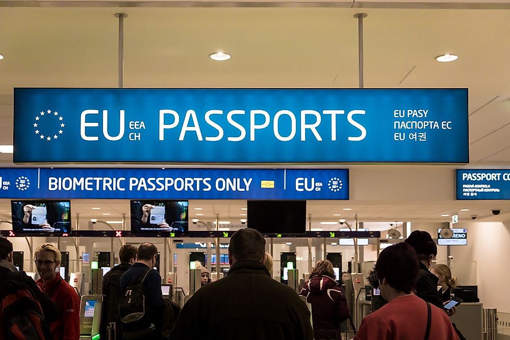 A border crossing in Prague, Czech Republic. Editorial credit: Uskarp / Shutterstock.com.