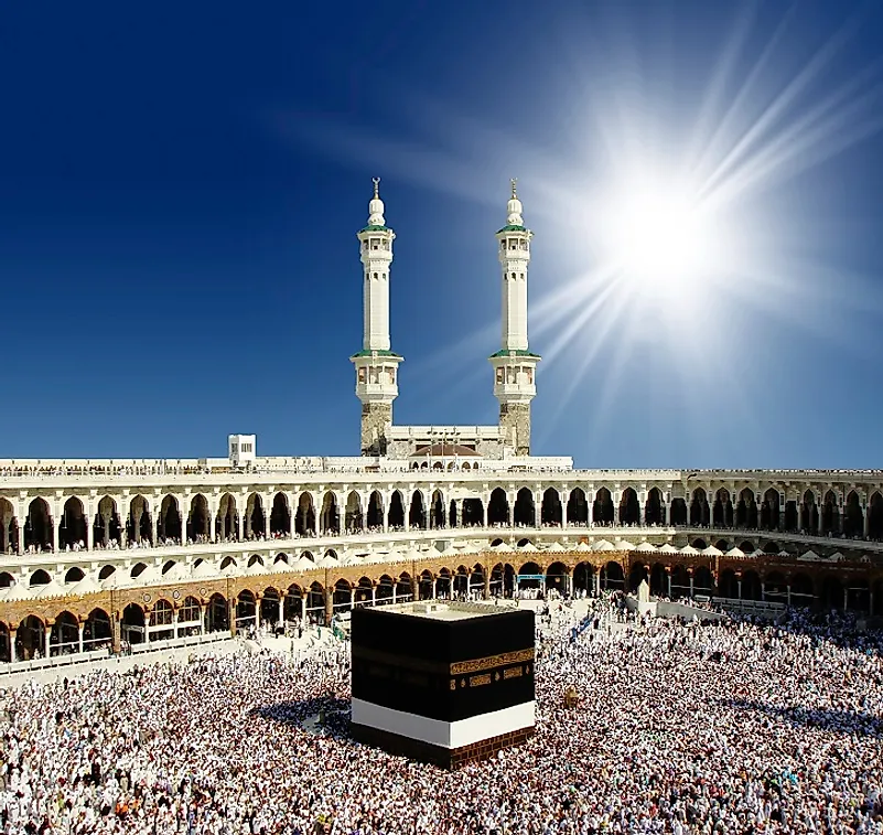 Thousands of pilgrims descend upon Masjid al-Haram, the Grand Sacred Mosque of Mecca, Saudi Arabia, as part of their hajj.