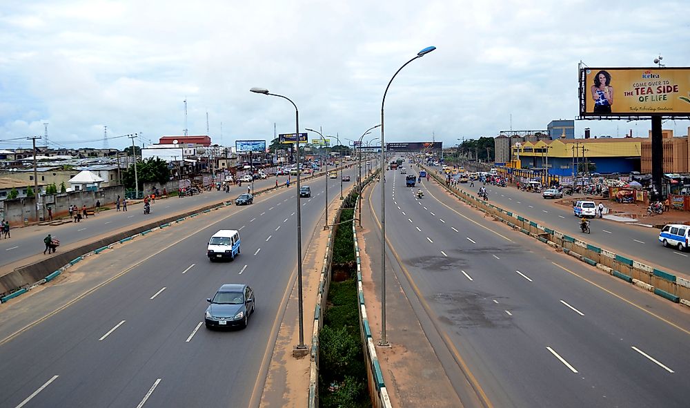 The city of Onitsha, Nigeria, whose air quality measures worse than any other city in Africa. Editorial credit: Omnivisuals / Shutterstock.com.