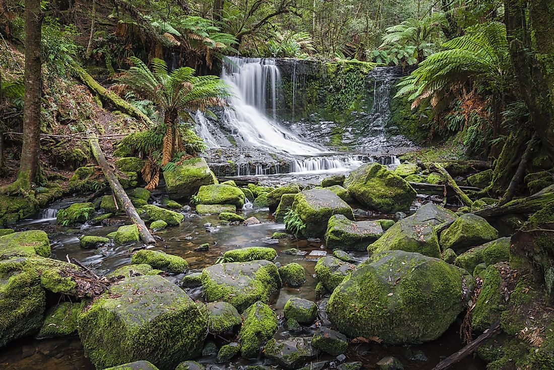 Russell Falls in Tasmania. Tasmania tops our list of travel destinations that tend to fly under the radar. 