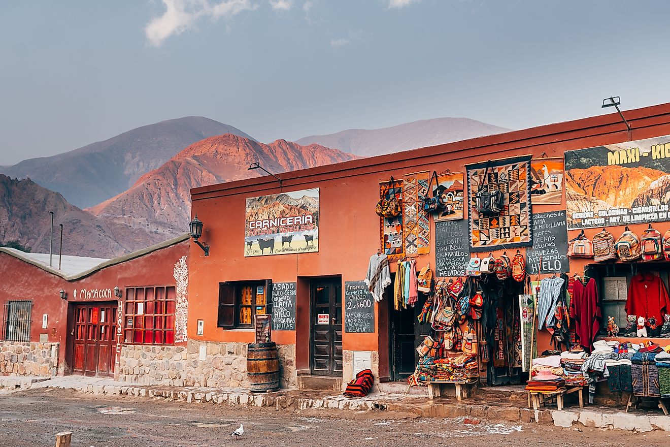 Street view of Purmamarca, a native town in northern Argentina. Editorial credit: Jon Chica / Shutterstock.com