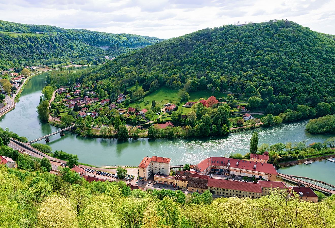 Landscape from Citadel of Besancon with River Doubs in Bourgogne Franche-Comte region, France. French Castle and medieval stone fortress in Burgundy. Image credit Roman Babakin via Shutterstock. 