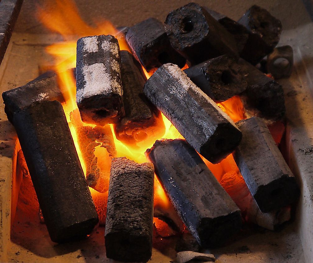 Ogatan, charcoal briquettes made from sawdust.