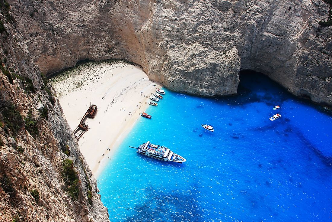 Smuggler's Cove Beach, Zakynthos, Greece. 