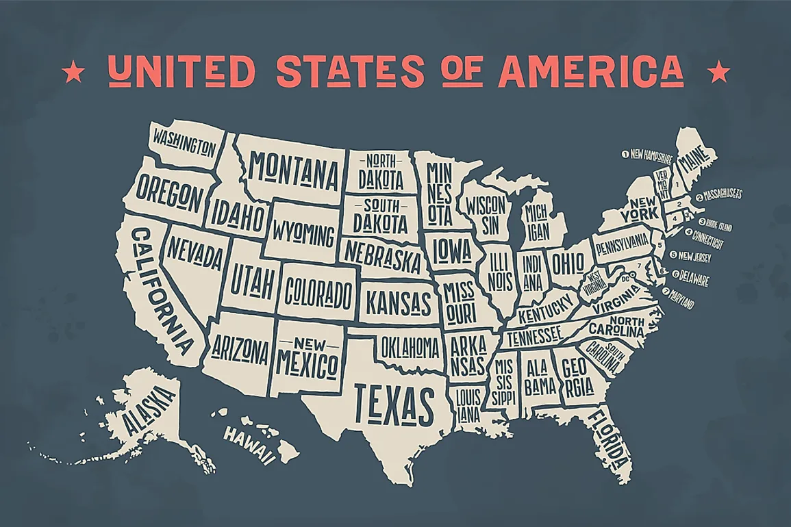 There are 48 contiguous states and 2 non-contiguous states.