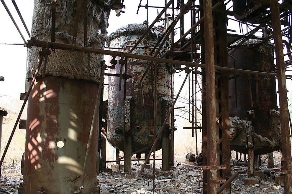 What remains of the Bhopal-Union Carbide plant years after the disaster.