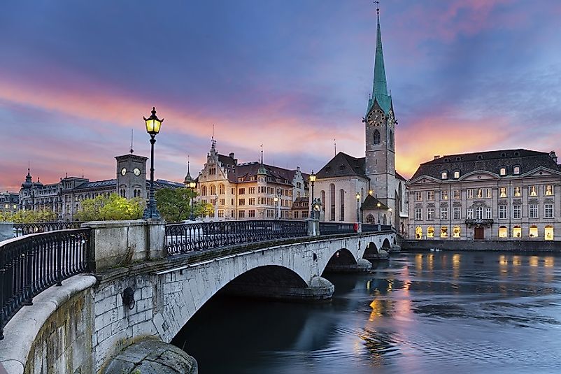 Zurich, the largest city in Switzerland, is world-renowned for its banking and finance sector.