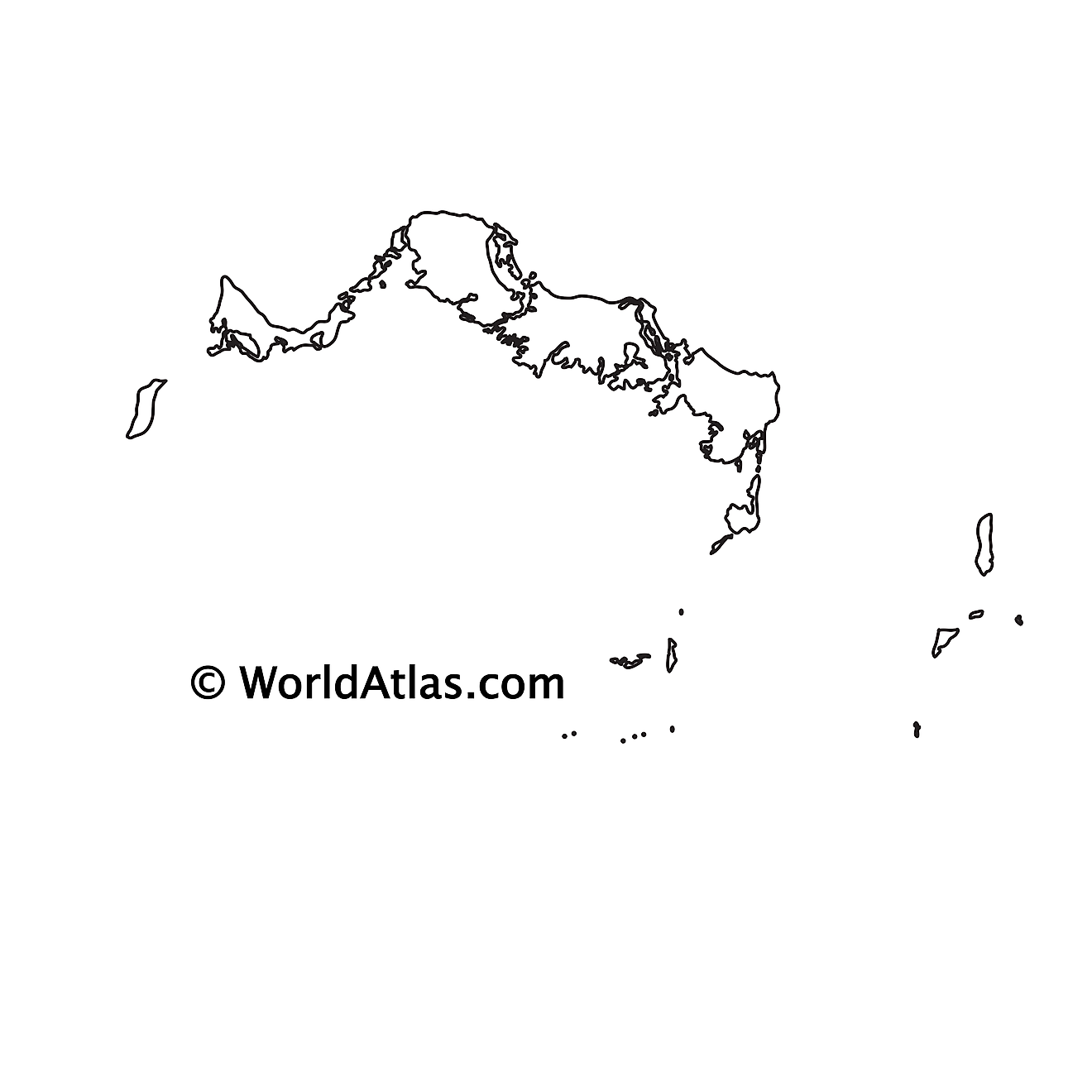 Mapa de contorno en blanco de las Islas Turcas y Caicos