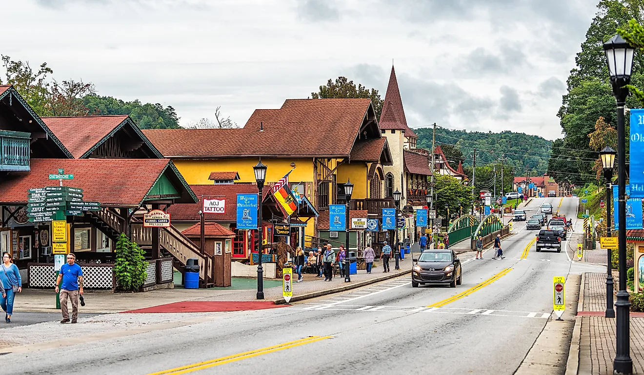 The Main Street in Helen, Georgia. Image credit Kristi Blokhin via Shutterstock.