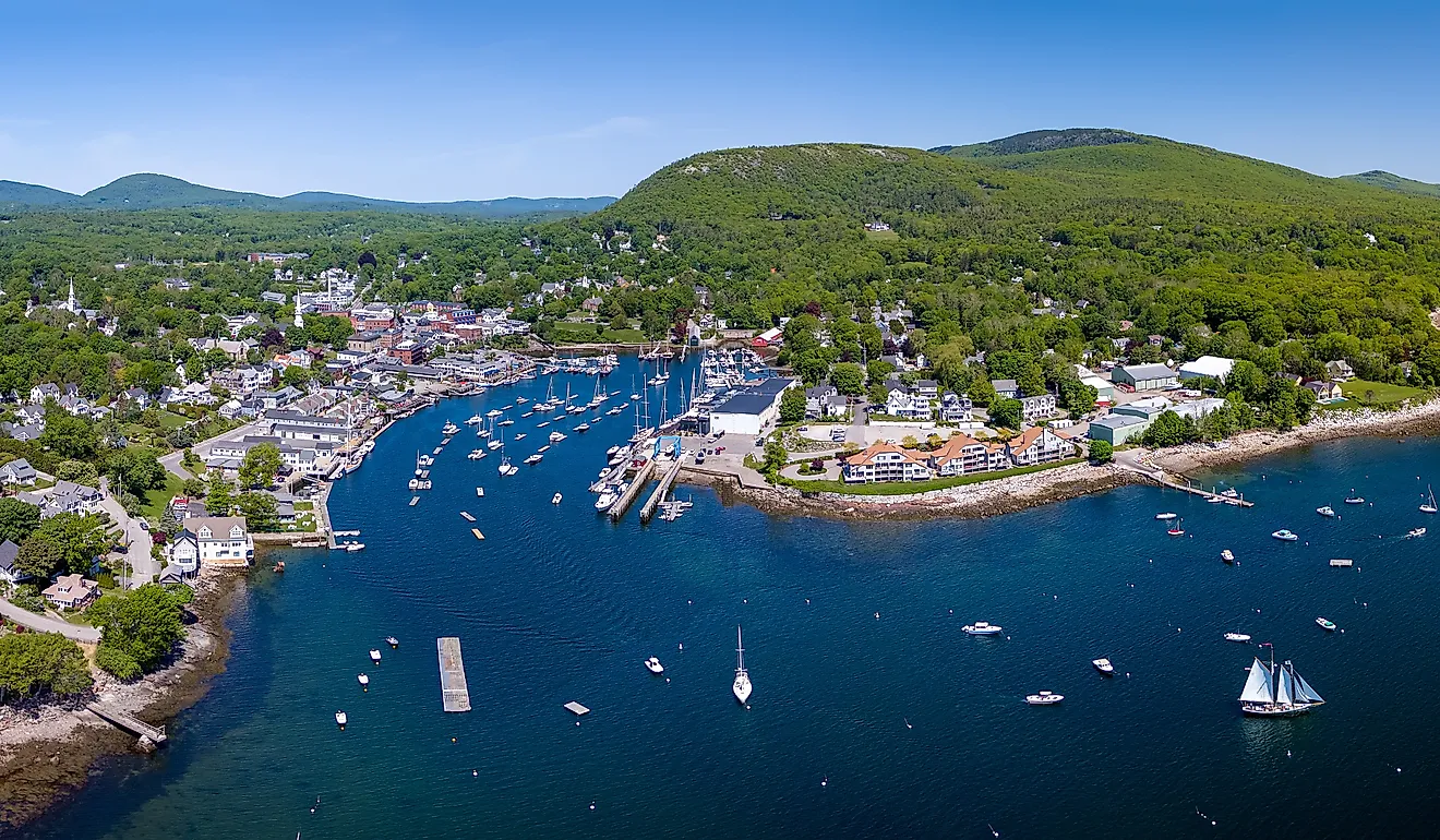 Aerial view of Camden, Maine.