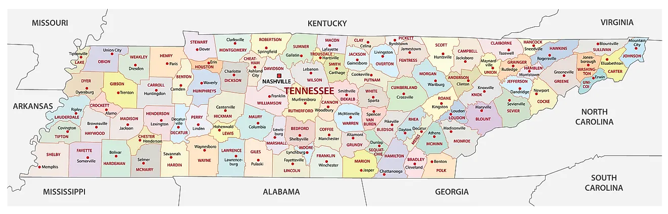 Alphabetical list of Tennessee Counties