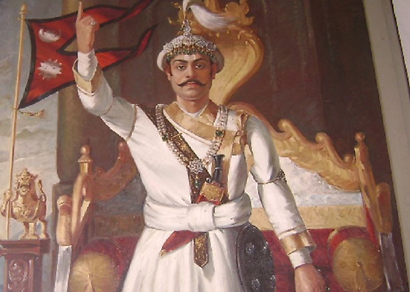 Ghorka King Prithvi Narayan Shah, unifier and founding monarch of the Kingdom of Nepal.