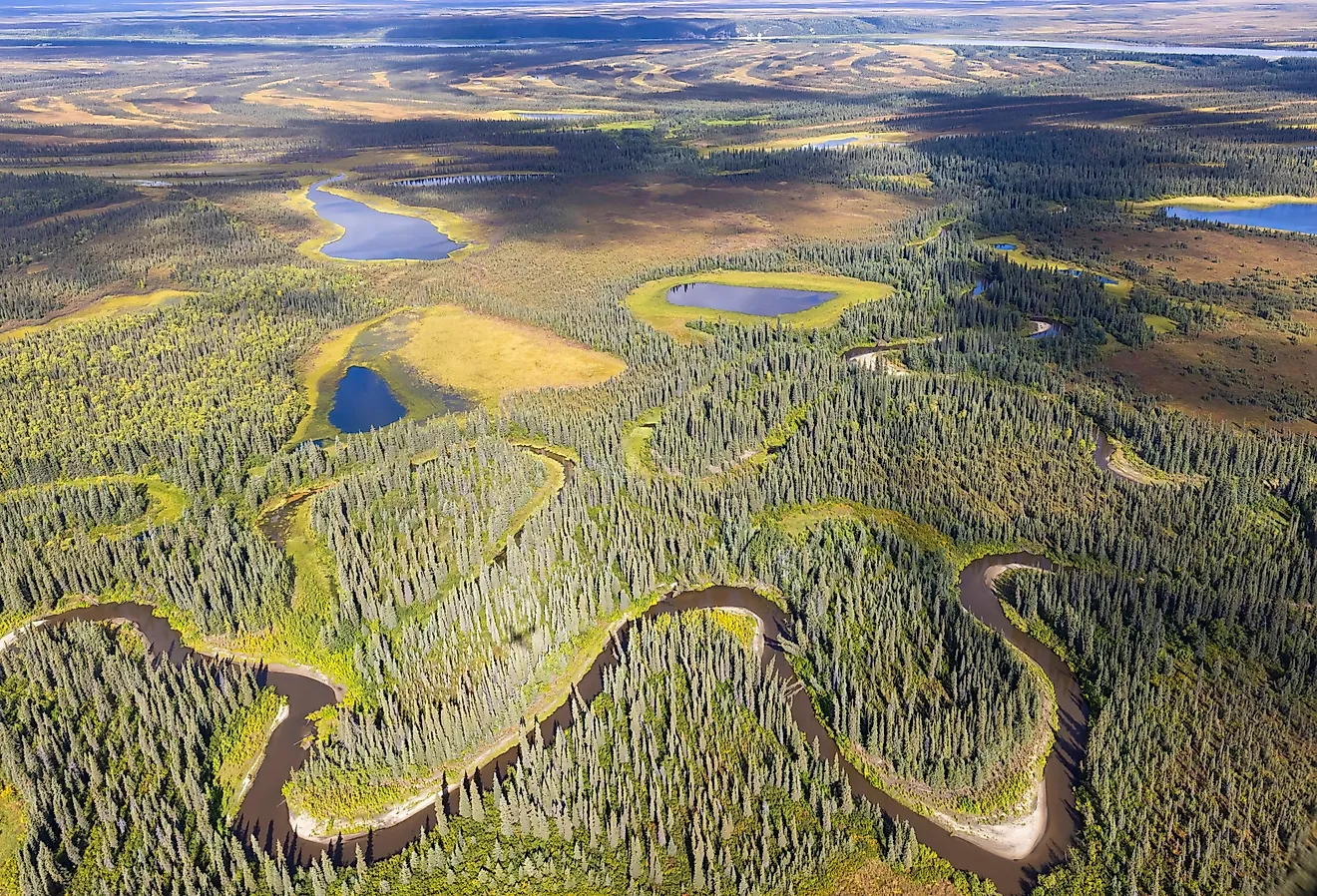 Beautiful aerial landscape of Kobuk Valley National Park in the arctic of Alaska.