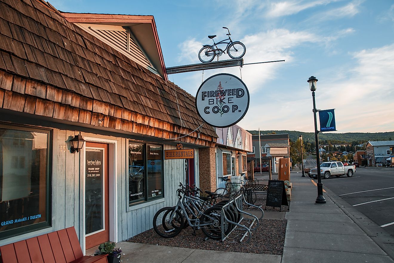 fireweed Bike Coop Shop in Grand Marais, Minnesota. Image credit Tony Webster, CC BY 2.0, Wikimedia Commons 