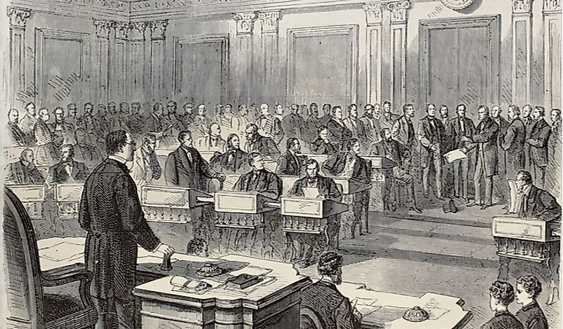 The Senate as a Court of Impeachment for the Trial of Andrew Johnson, one of the most dramatic events in US history.